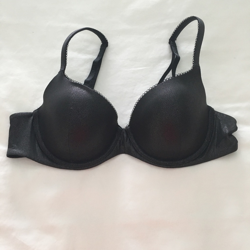 Victoria Secret Demi Shine Black Bra 36B Like New